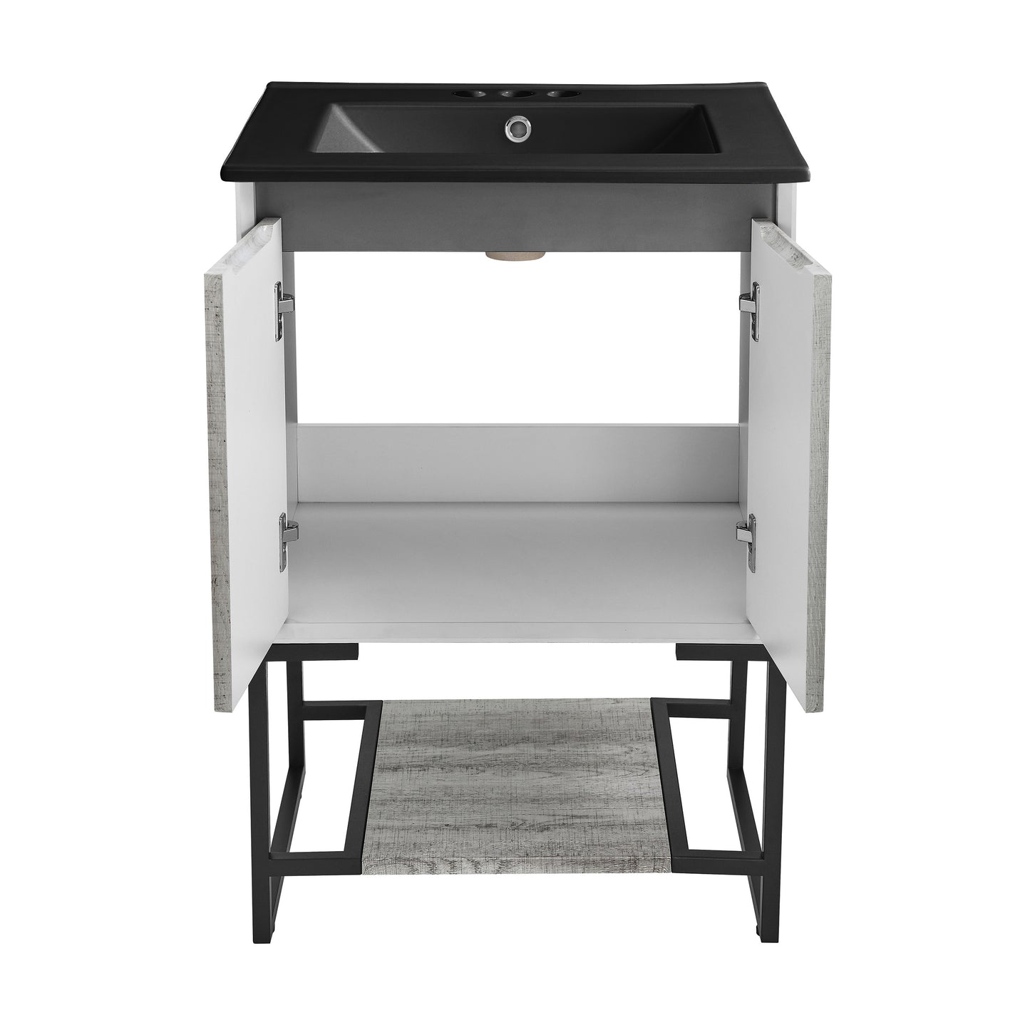 Swiss Madison, Marseille 24 in. Gray Oak Bathroom Vanity With Black, 3-Hole Ceramic Sink Top