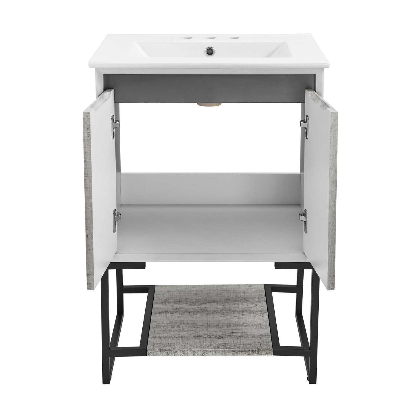 Swiss Madison, Marseille 24 in. Gray Oak Bathroom Vanity With White, 3-Hole Ceramic Sink Top