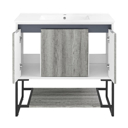 Swiss Madison Marseille 36-inch freestanding bathroom vanity in Gray Oak — view 10