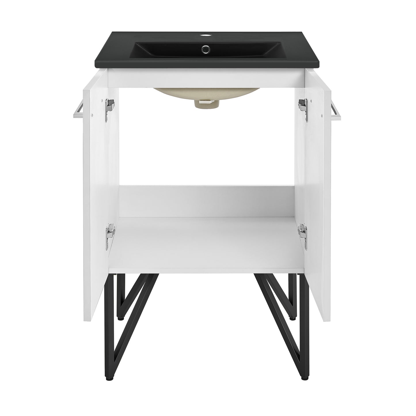 Swiss Madison, Annecy 24 in. White Bathroom Vanity With Black Ceramic Sink Top