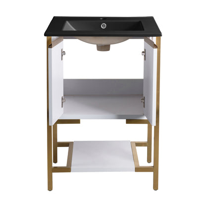 Swiss Madison, Marseille 24 in. White Bathroom Vanity With Black Ceramic Sink Top