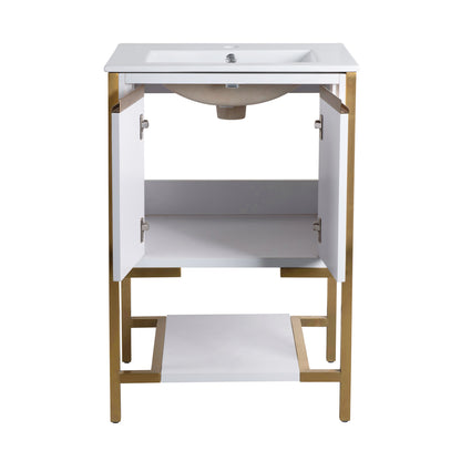 Swiss Madison, Marseille 24" Bathroom Vanity in White and Brushed Gold