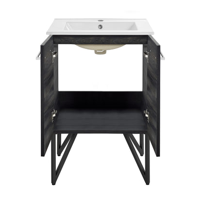 Swiss Madison, Annecy 24" Freestanding Bathroom Vanity in Black Walnut with Sink Top
