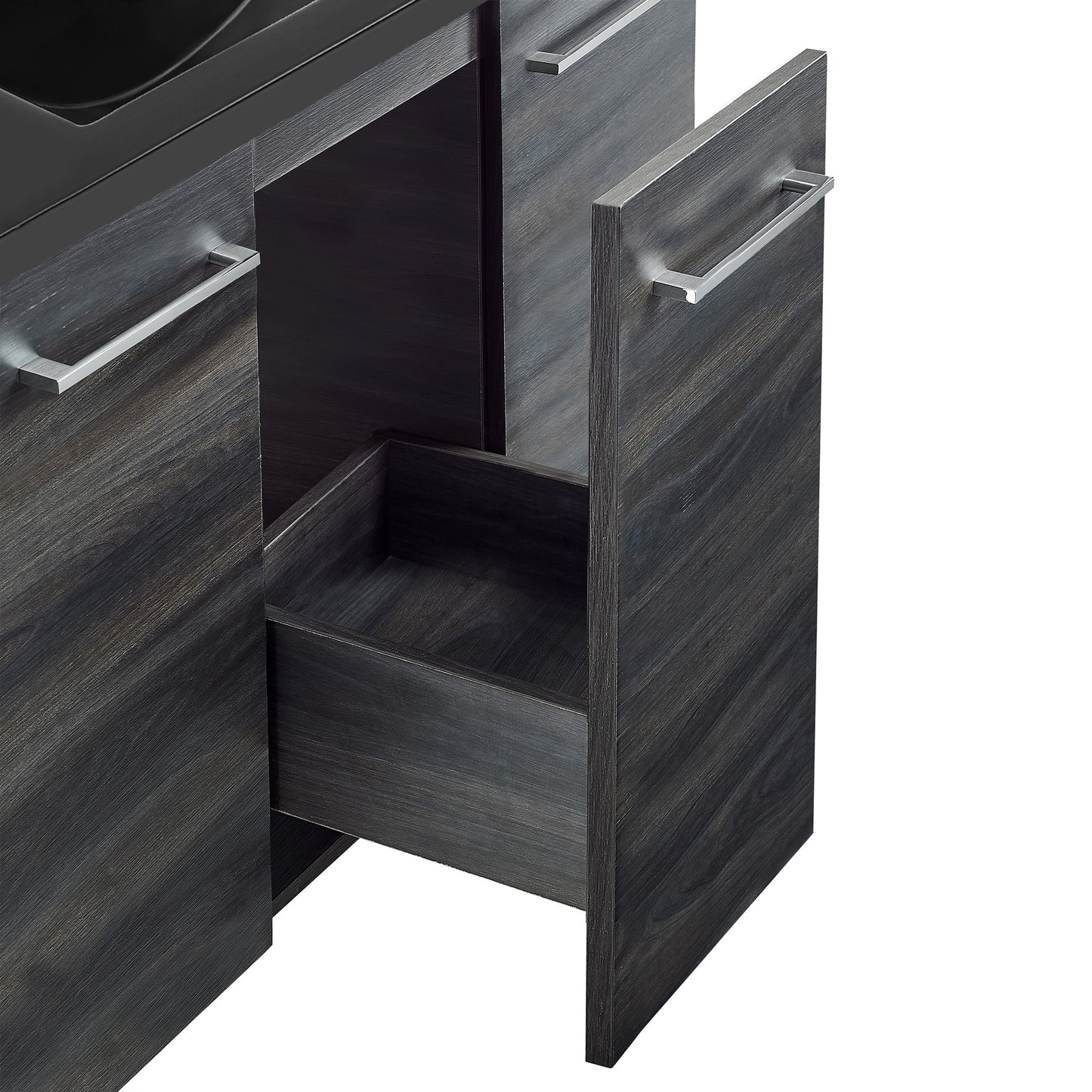 Swiss Madison, Annecy 36 in. Black Walnut Bathroom Vanity With Black, 3-Hole Ceramic Sink Top