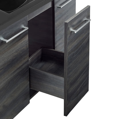 Swiss Madison, Annecy 36 in. Black Walnut Bathroom Vanity With Black, 3-Hole Ceramic Sink Top