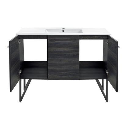 Swiss Madison, Annecy 48" Freestanding Bathroom Vanity in Black Walnut with Sink Top