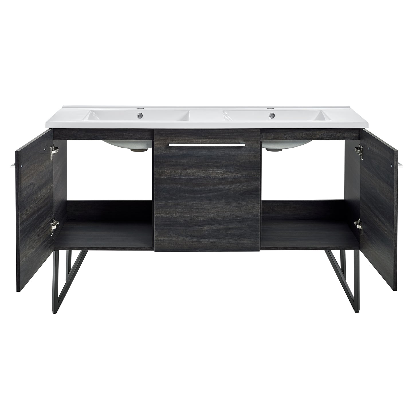 Swiss Madison, Annecy 60" Freestanding Bathroom Vanity in Black Walnut with Sink Top