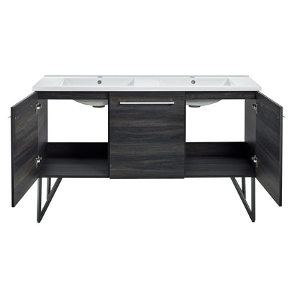 Swiss Madison, Annecy 60" Freestanding Bathroom Vanity in Black Walnut with Sink Top
