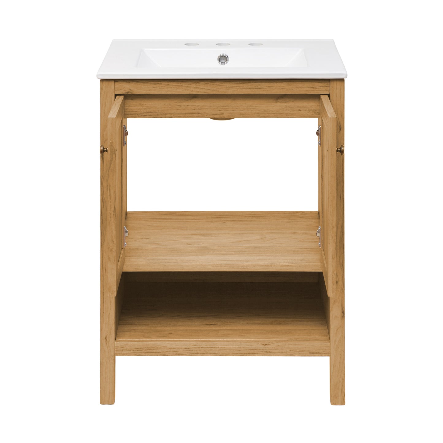 Swiss Madison, Chateau 24" Freestanding Bathroom Vanity in Golden Oak with 3-Hole Centerset Sink Top