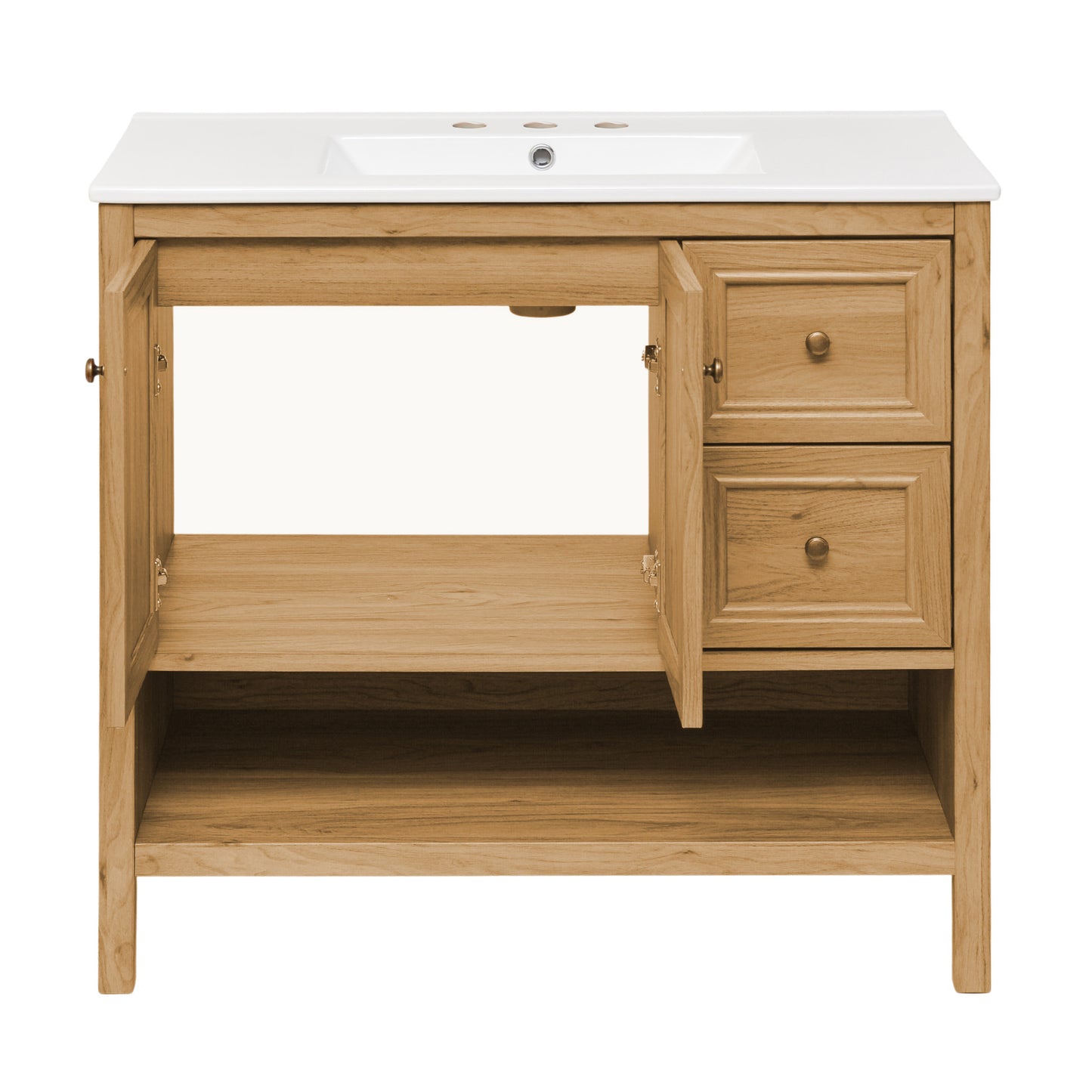 Swiss Madison Chateau 36-inch freestanding bathroom vanity in Golden Oak — view 5
