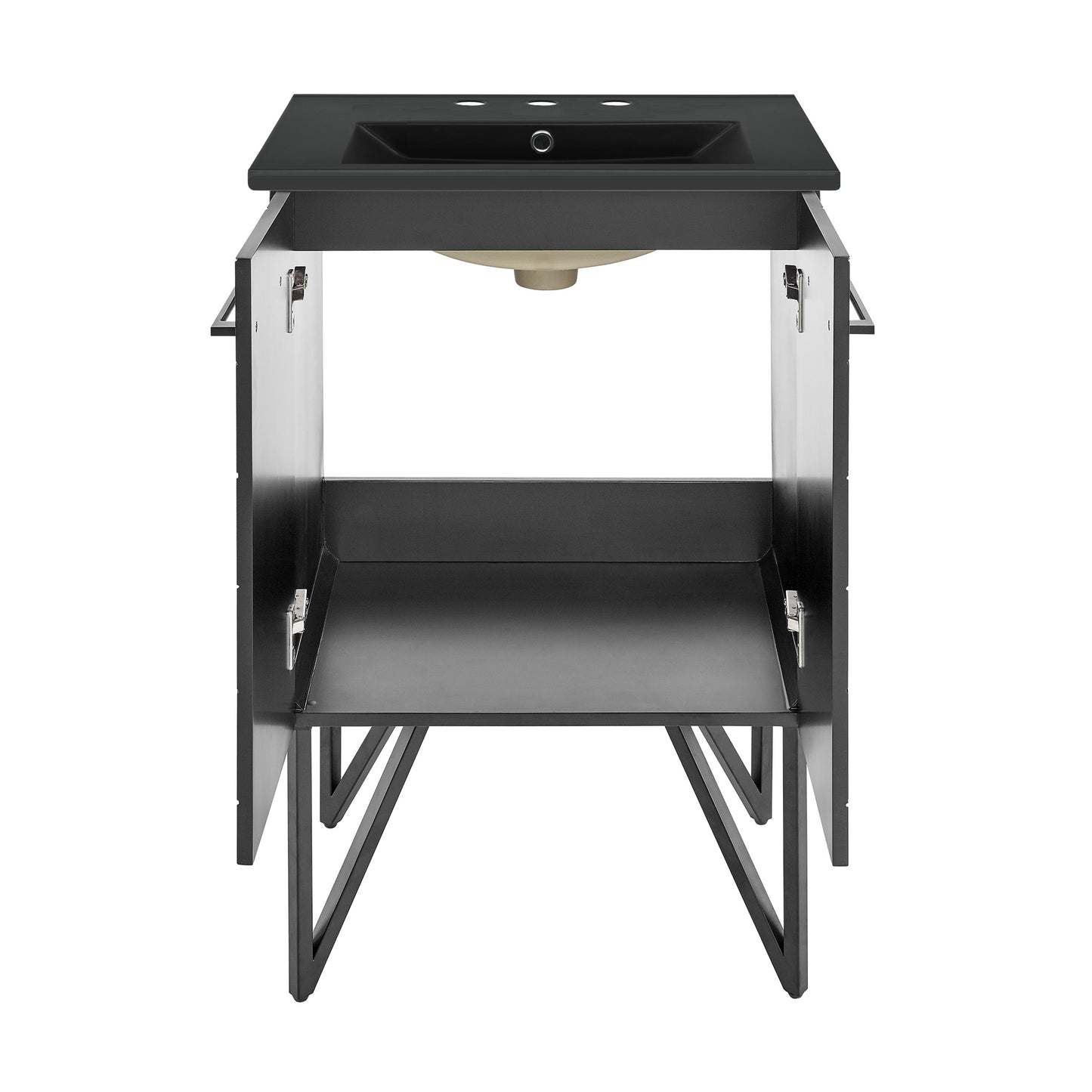 Swiss Madison, Annecy 24 in. Phantom Black Bathroom Vanity With Black, 3-Hole Ceramic Sink Top