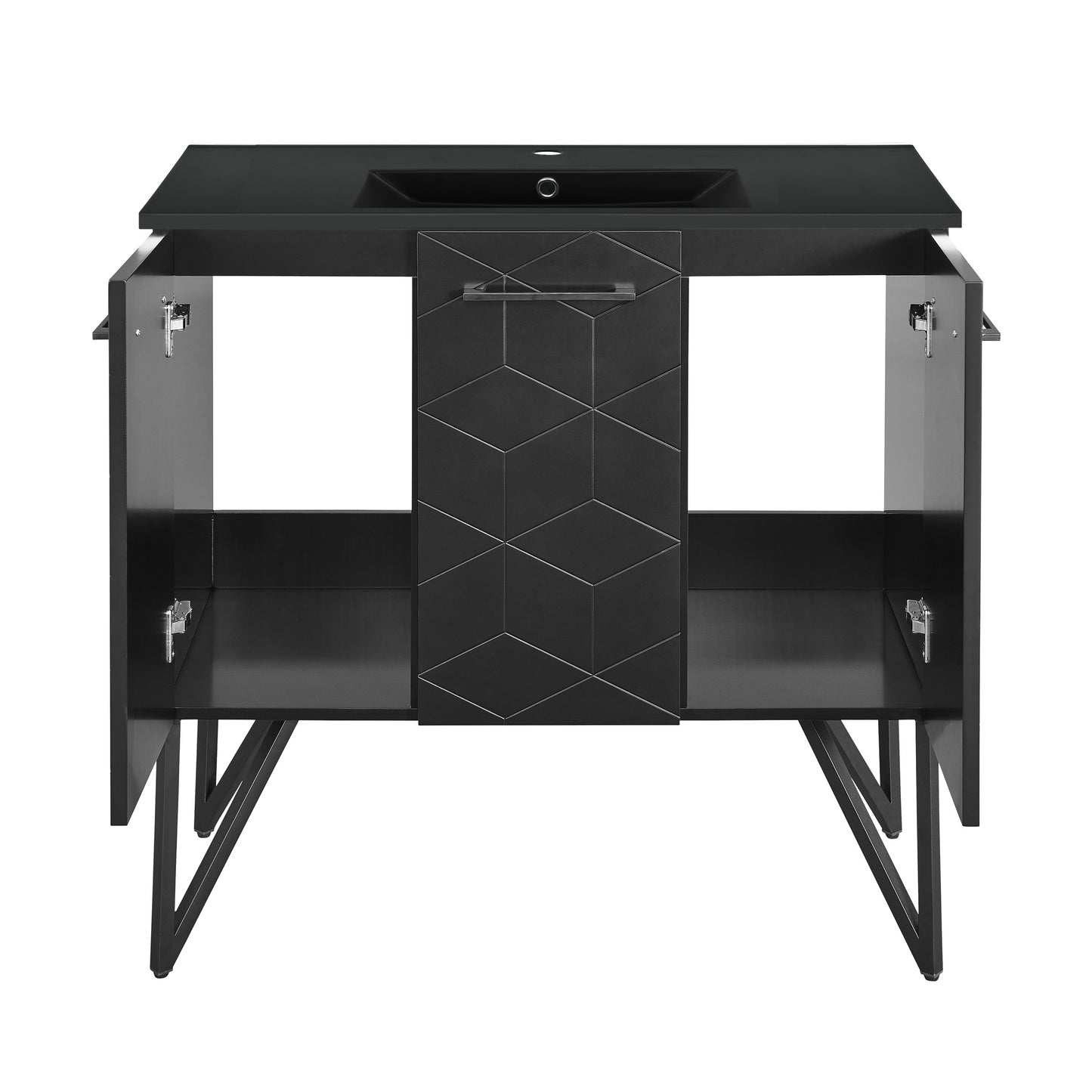 Swiss Madison, Annecy 36 in. Phantom Black Bathroom Vanity With Black Ceramic Sink Top
