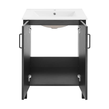 Swiss Madison, Avallon 24" Freestanding Bathroom Vanity in Black with Sink Top