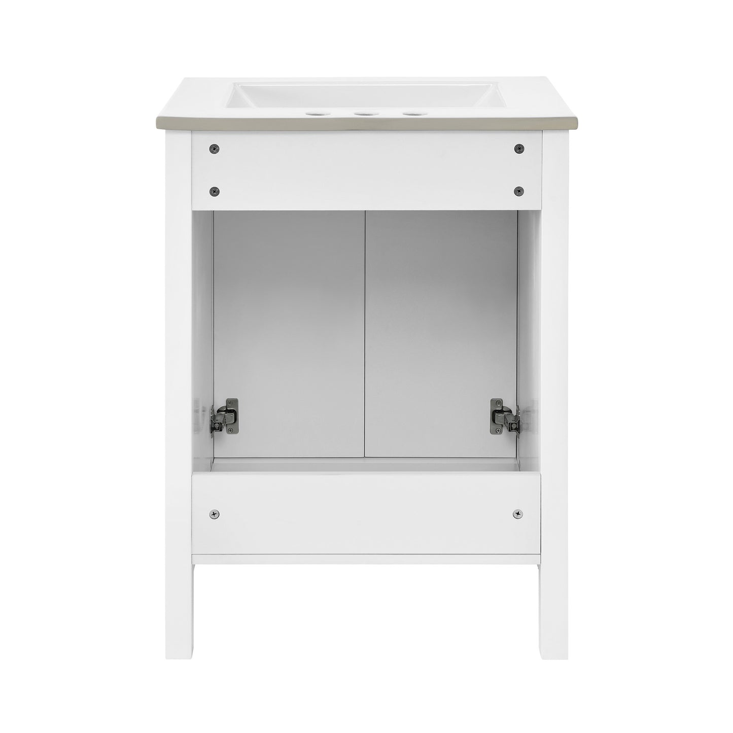 Swiss Madison, Bastille 24 in. White Bathroom Vanity With White, 3-Hole Ceramic Sink Top