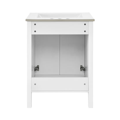 Swiss Madison, Bastille 24 in. White Bathroom Vanity With White, 3-Hole Ceramic Sink Top