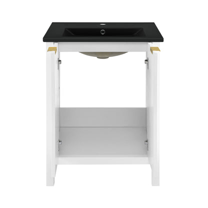 Swiss Madison, Bastille 24 in. White Bathroom Vanity With Black Ceramic Sink Top