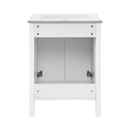Swiss Madison, Bastille 24" Freestanding Bathroom Vanity in White with Sink Top