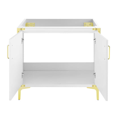 Swiss Madison, Voltaire 36" Single, Bathroom Vanity in White with Gold Hardware - Cabinet Only