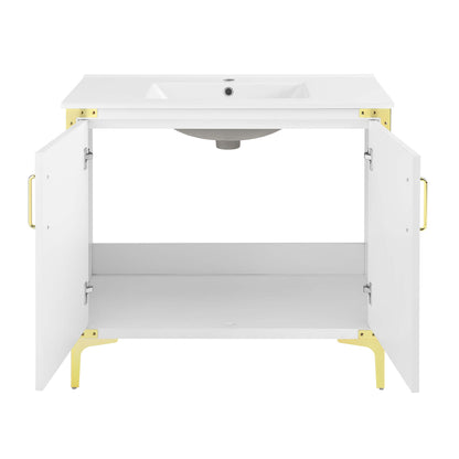Swiss Madison, Voltaire 36" Freestanding Bathroom Vanity in White with Sink Top