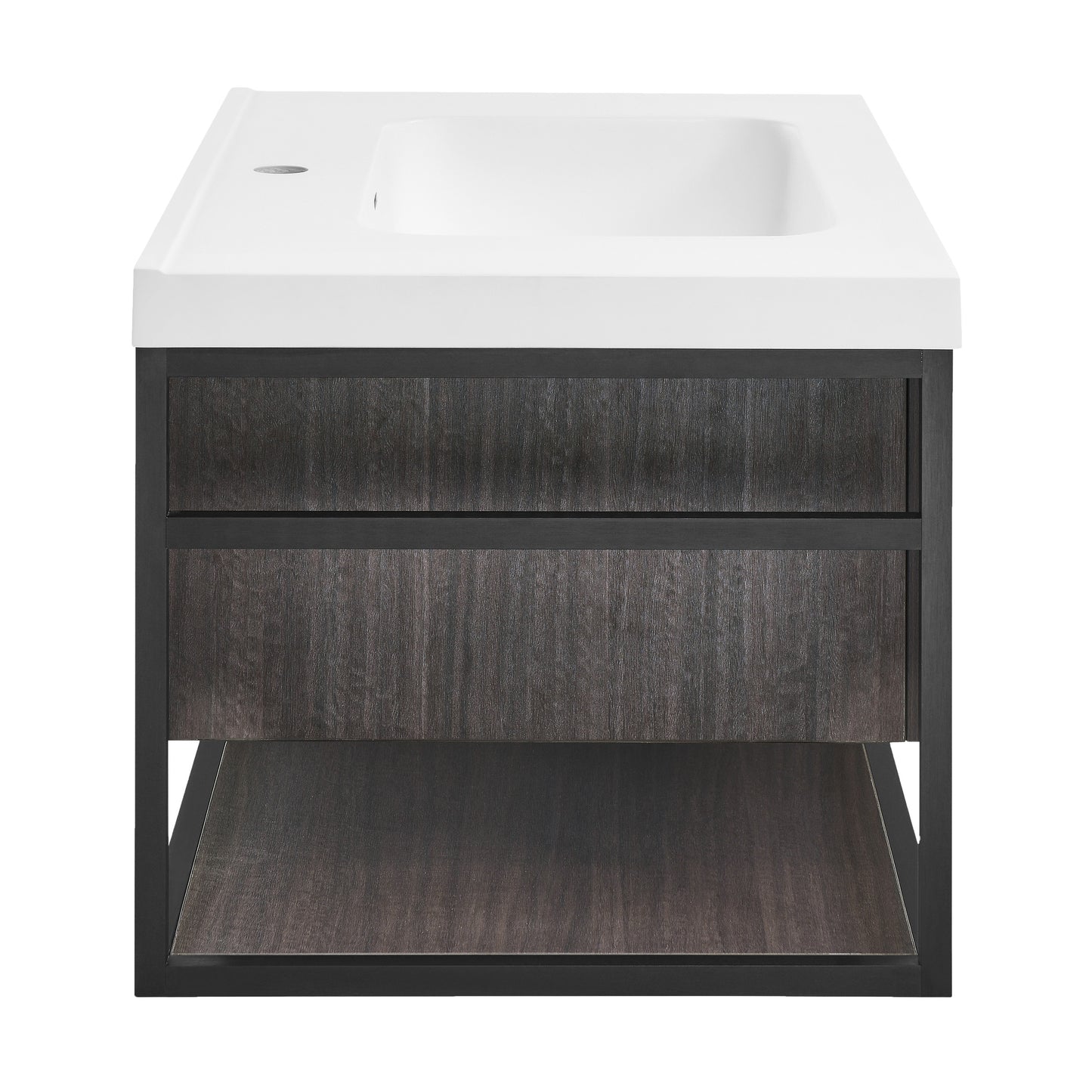 Swiss Madison, Claire 30" Wall-Mounted Bathroom Vanity in Black Oak with Sink Top