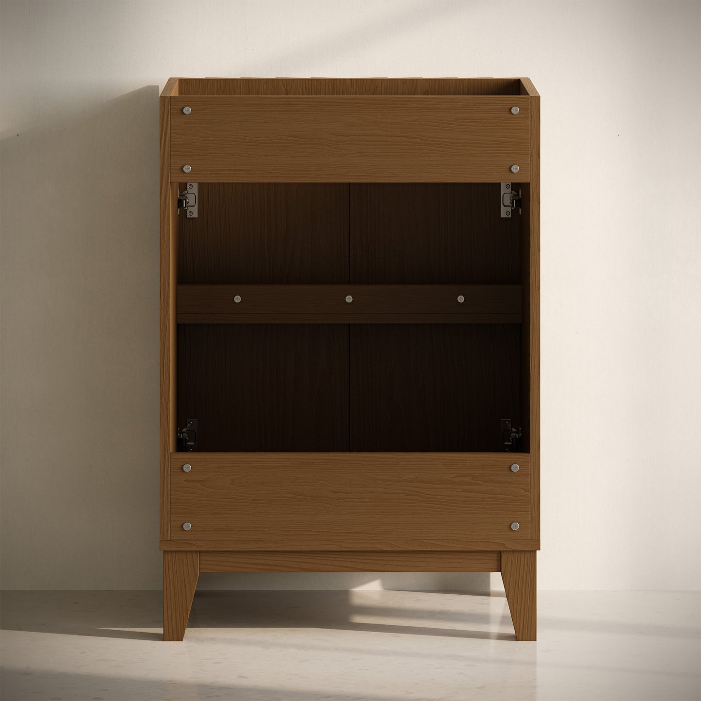 Swiss Madison, Troyes 24" Freestanding Bathroom Vanity in Brown Oak with 3-Hole Centerset Sink Top