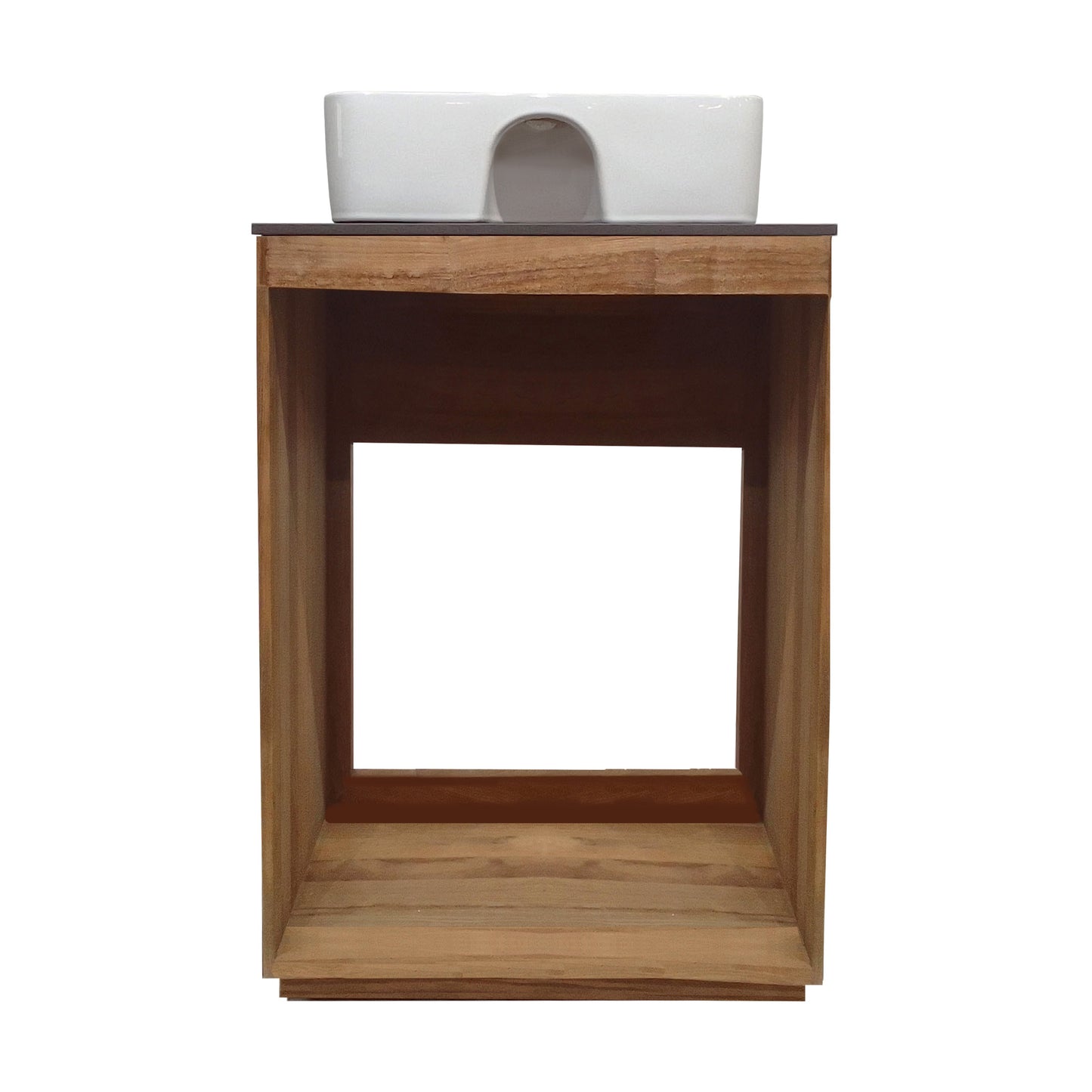 Swiss Madison, Rennes 24" Reclaimed Wood Vanity in Walnut with Slate Countertop and Single Hole Vessel Sink
