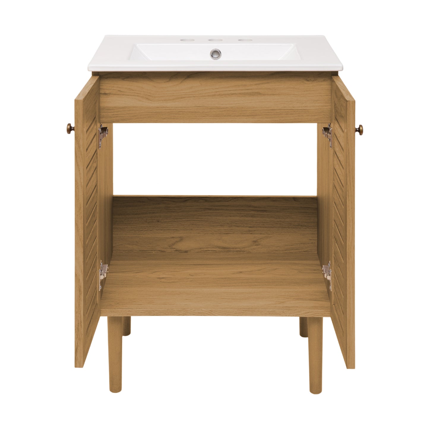 Swiss Madison, Bron 24" Freestanding Bathroom Vanity in Golden Oak with 3-Hole Centerset Sink Top