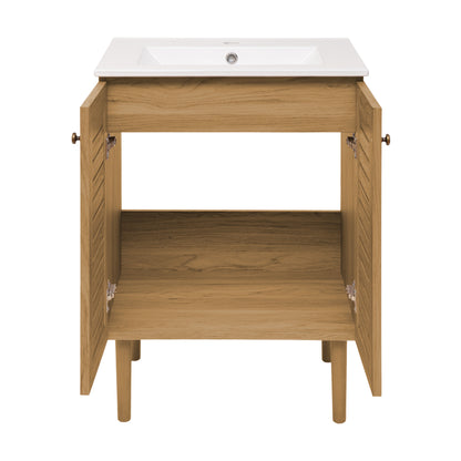 Swiss Madison, Bron 24" Freestanding Bathroom Vanity in Golden Oak with Sink Top