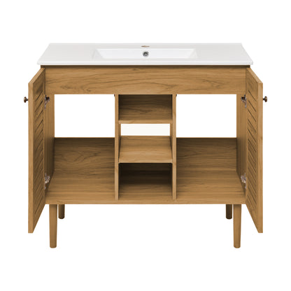 Swiss Madison, Bron 36" Freestanding Bathroom Vanity in Golden Oak with Sink Top
