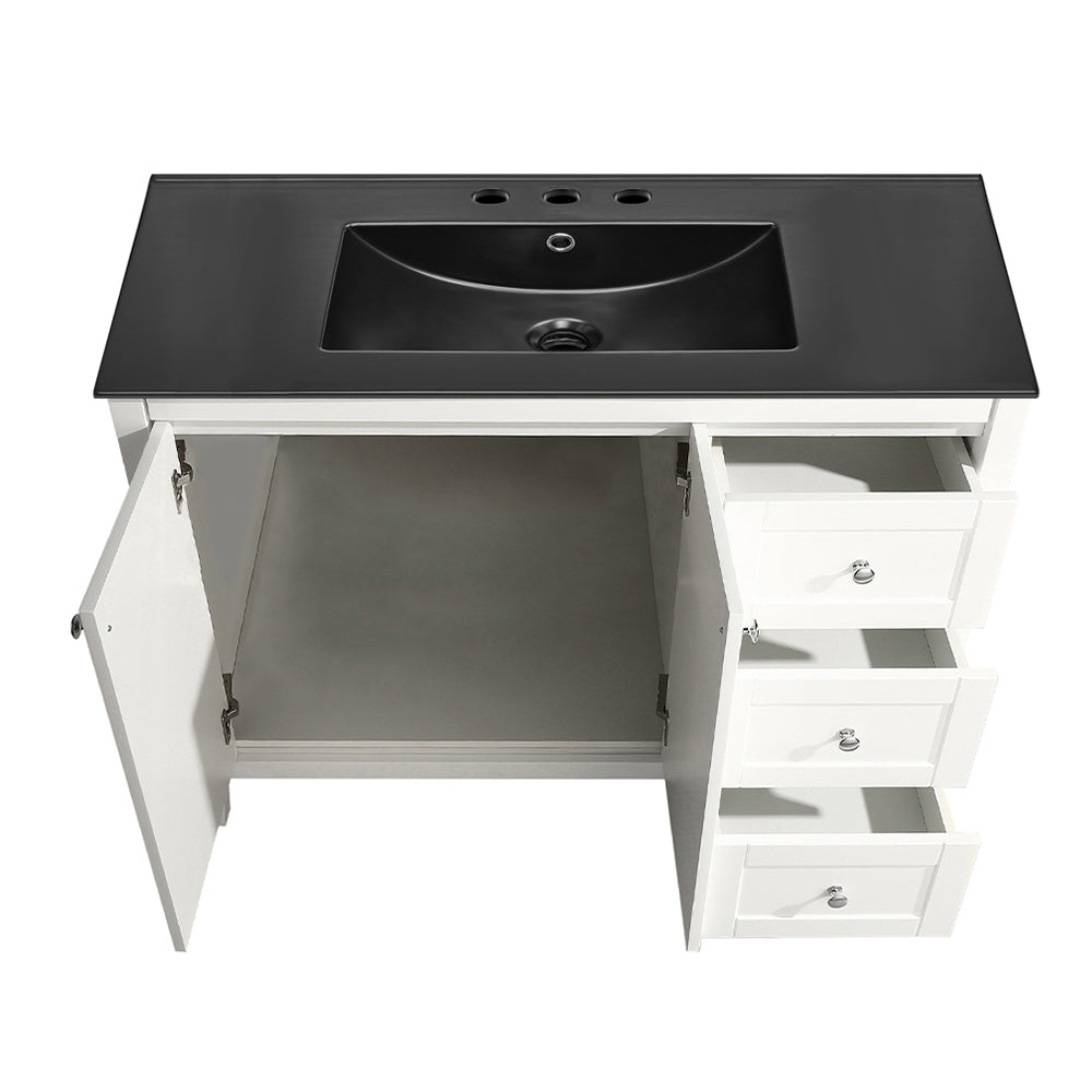 Swiss Madison, Cannes 48 in. White Bathroom Vanity With Black, 3-Hole Ceramic Sink Top