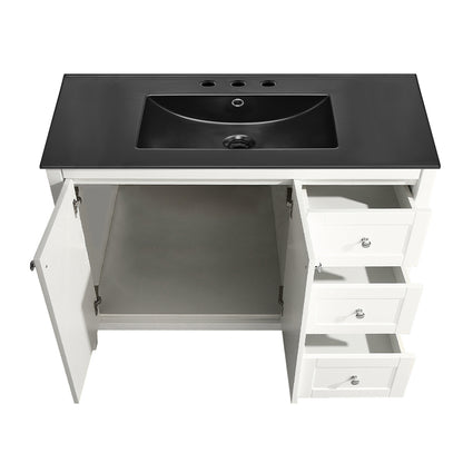 Swiss Madison, Cannes 48 in. White Bathroom Vanity With Black, 3-Hole Ceramic Sink Top