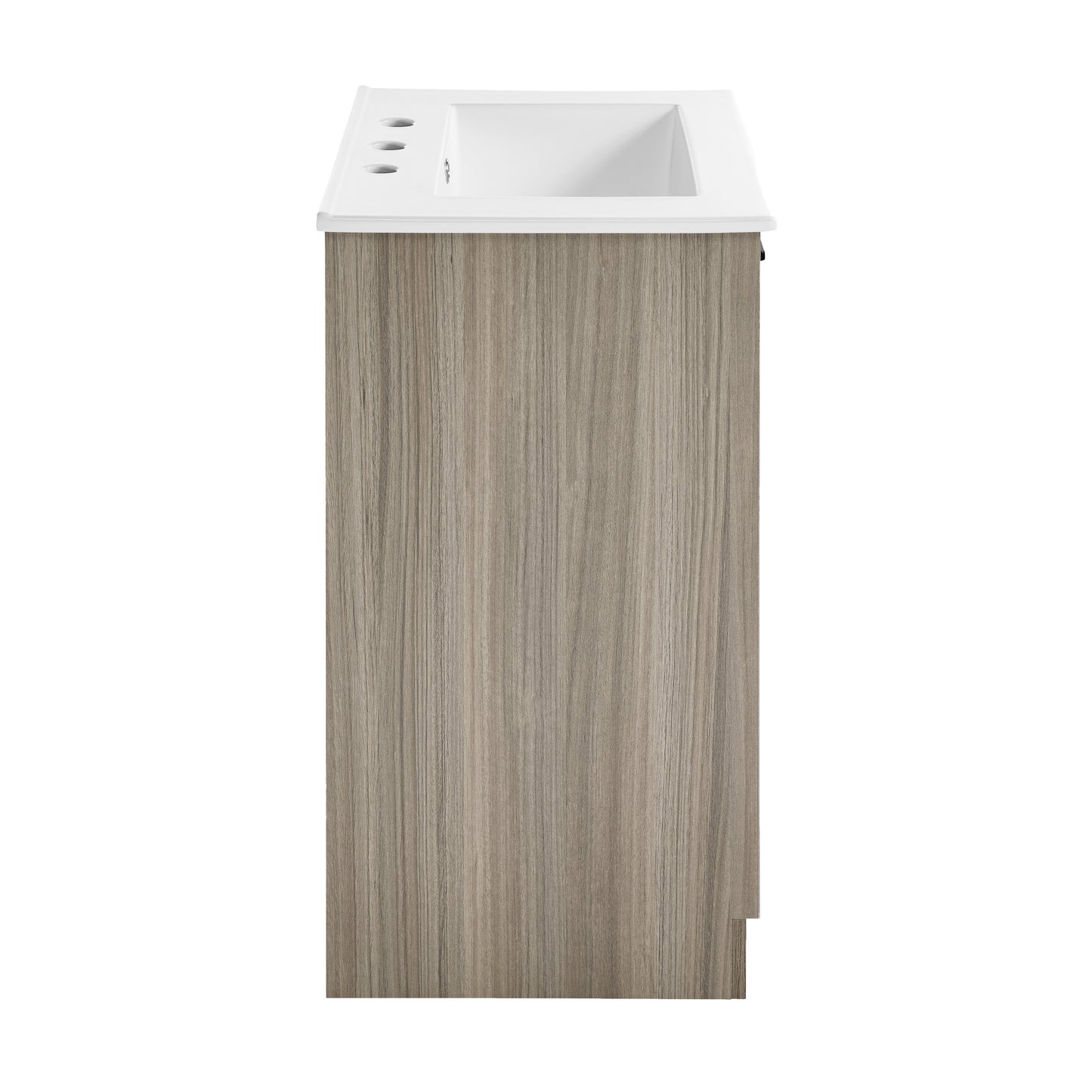 Swiss Madison, Burdon 24 in. Brown Oak Bathroom Vanity With White, 3-Hole Ceramic Sink Top