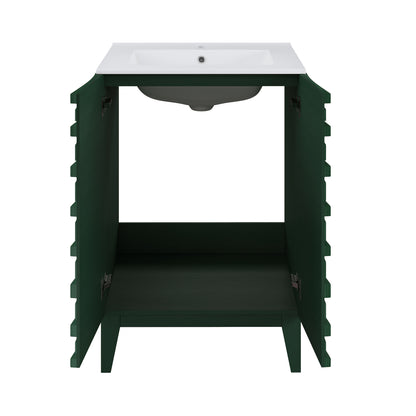 Swiss Madison, Cascade 24" Freestanding Bathroom Vanity in Green Oak with Sink Top