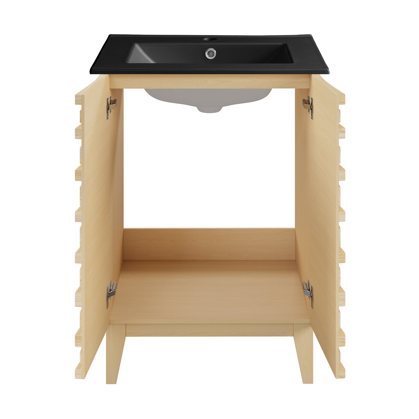 Swiss Madison, Cascade 24 in. Natural Oak Bathroom Vanity With Black Ceramic Sink Top