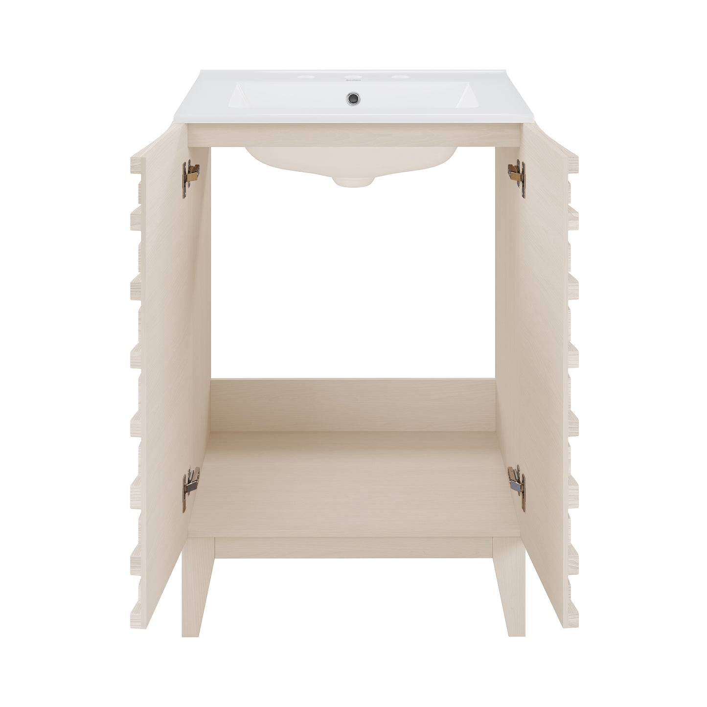 Swiss Madison, Cascade 24 in. White Oak Bathroom Vanity With White, 3-Hole Ceramic Sink Top