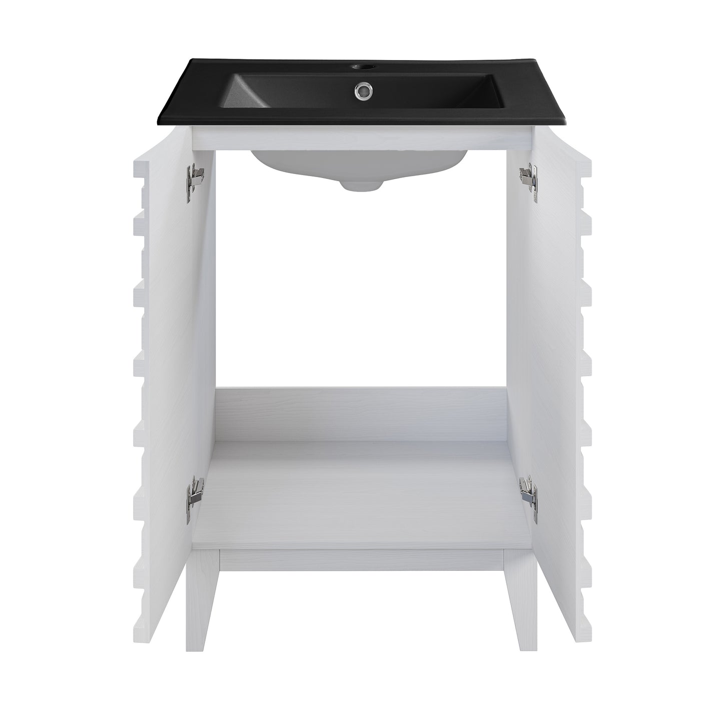 Swiss Madison, Cascade 24 in. White Oak Bathroom Vanity With Black Ceramic Sink Top