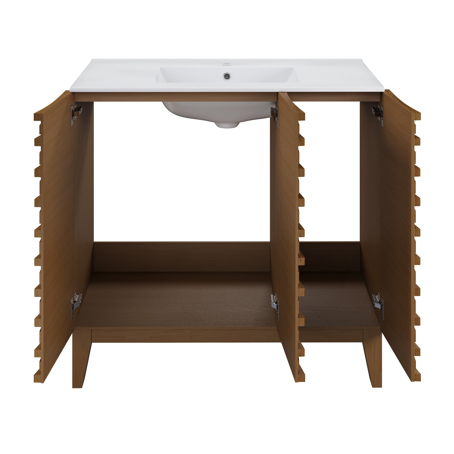 Swiss Madison, Cascade 36" Brown oak Bath Vanity With White Ceramic Sink Top