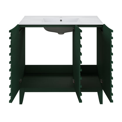 Swiss Madison Cascade 36-inch freestanding bathroom vanity in Green Oak — view 10