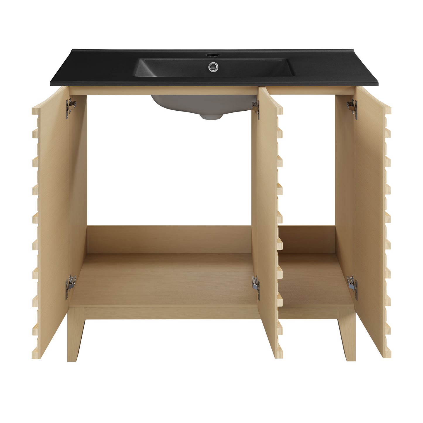 Swiss Madison, Cascade 36 in. Natural oak Bathroom Vanity With Black Ceramic Sink Top