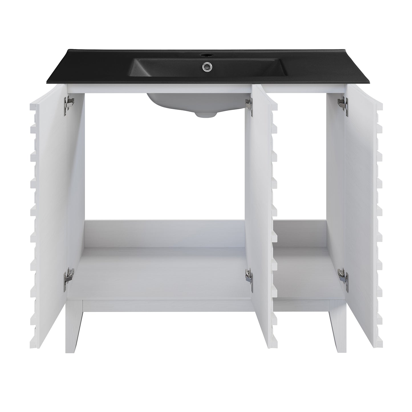 Swiss Madison, Cascade 36 in. White Oak Bathroom Vanity With Black Ceramic Sink Top