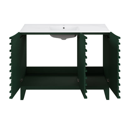 Swiss Madison, Cascade 48" Freestanding Bathroom Vanity in Green Oak with Sink Top