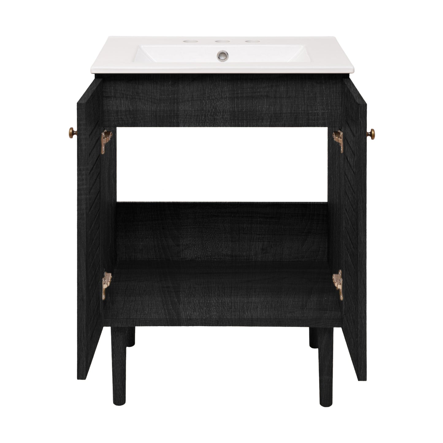 Swiss Madison, Bron 24" Freestanding Bathroom Vanity in Black Oak with 3-Hole Widespread Sink Top