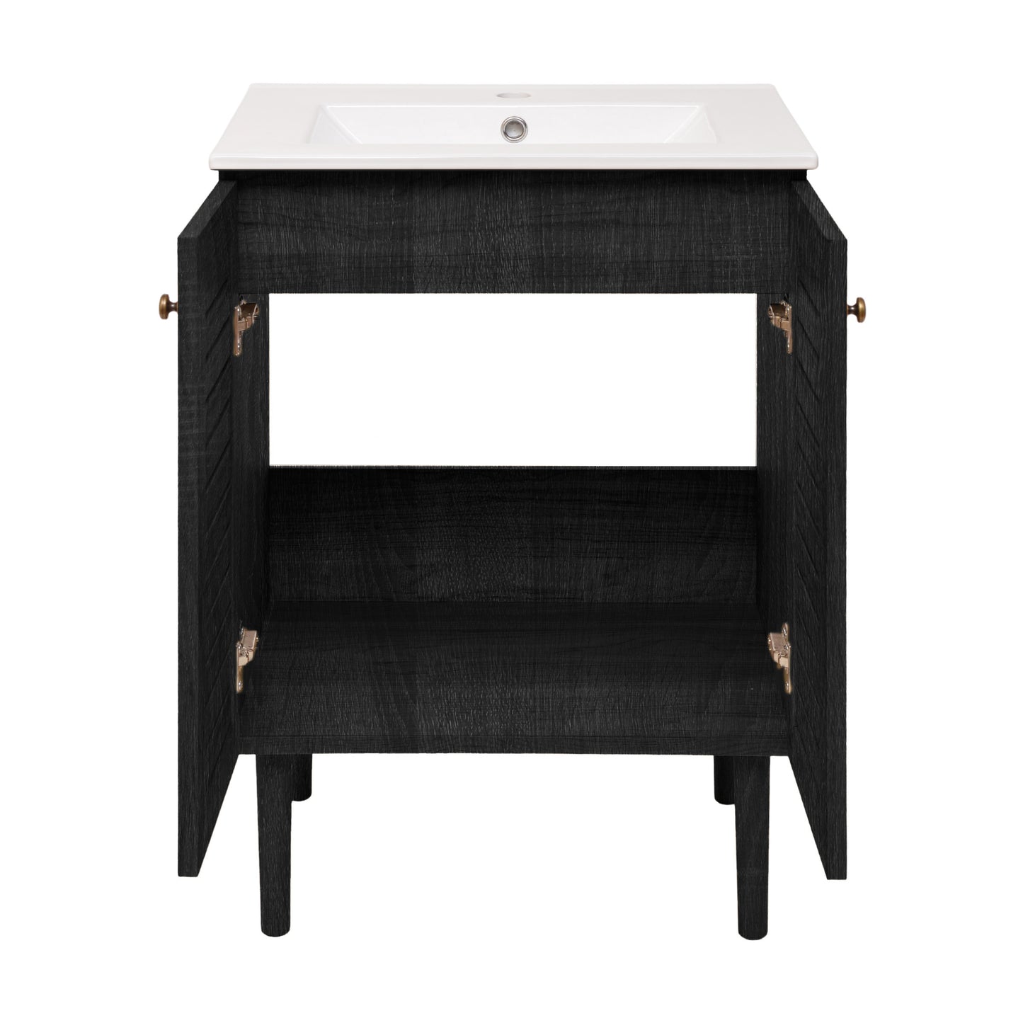 Swiss Madison, Bron 24" Freestanding Bathroom Vanity in Black Oak with Sink Top