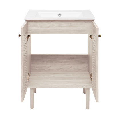 Swiss Madison, Bron 24" Freestanding Bathroom Vanity in White Oak with Sink Top