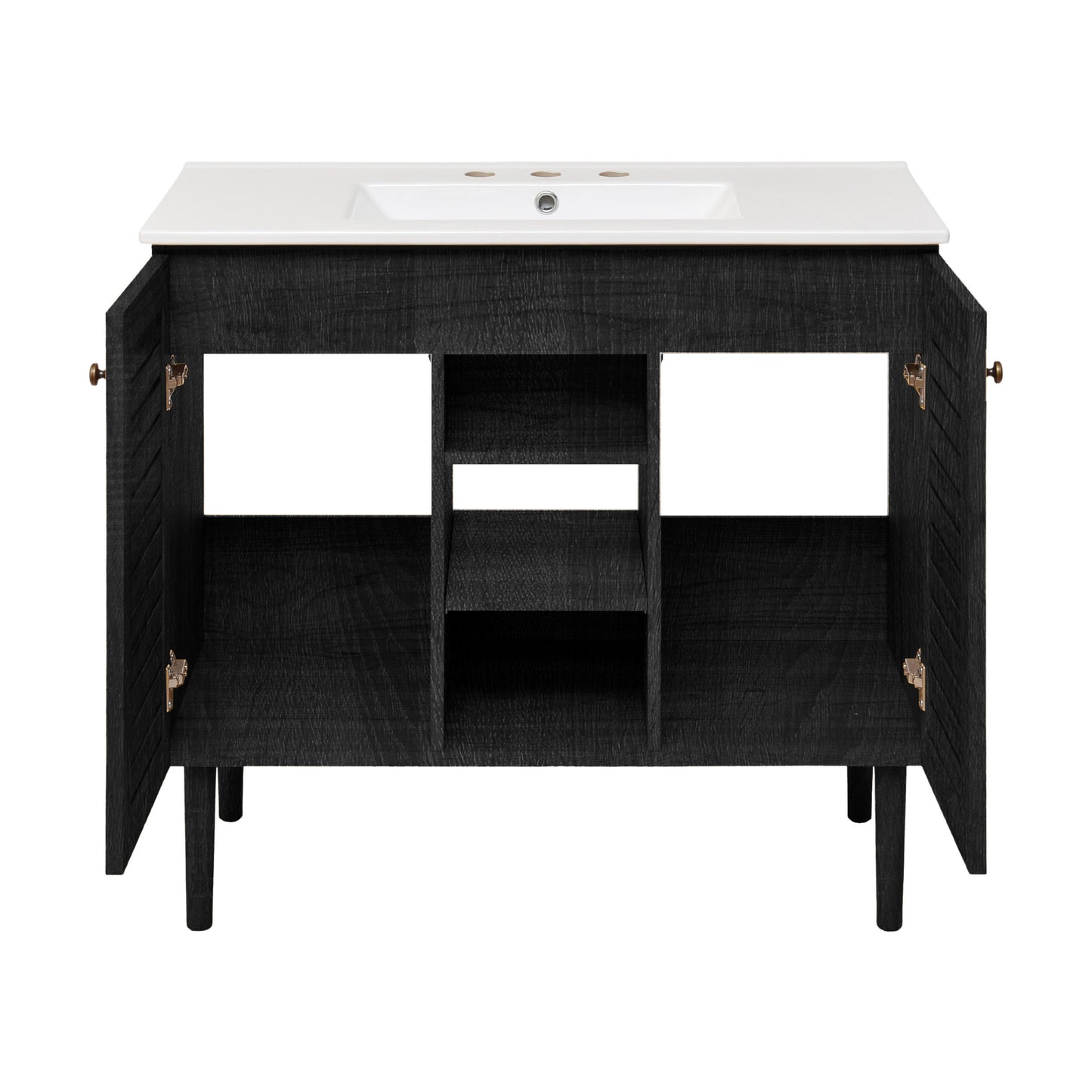 Swiss Madison, Bron 36" Freestanding Bathroom Vanity in Black Oak with 3-Hole Widespread Sink Top