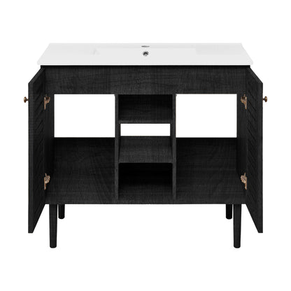 Swiss Madison, Bron 36" Freestanding Bathroom Vanity in Black Oak with Sink Top
