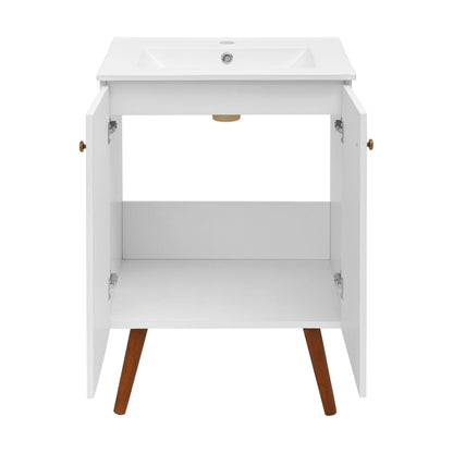 Swiss Madison, Manoir 24" Freestanding Bathroom Vanity in White with Sink Top
