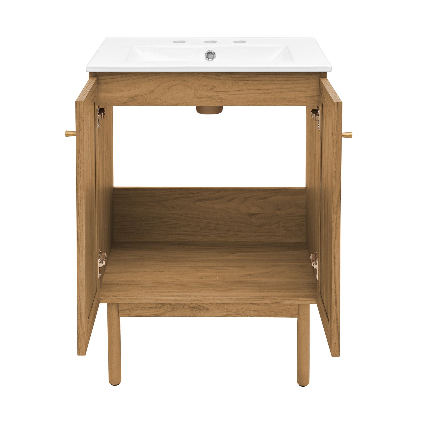 Swiss Madison, Classe 24" Freestanding Bathroom Vanity in Golden Oak with 3-Hole Centerset Sink Top