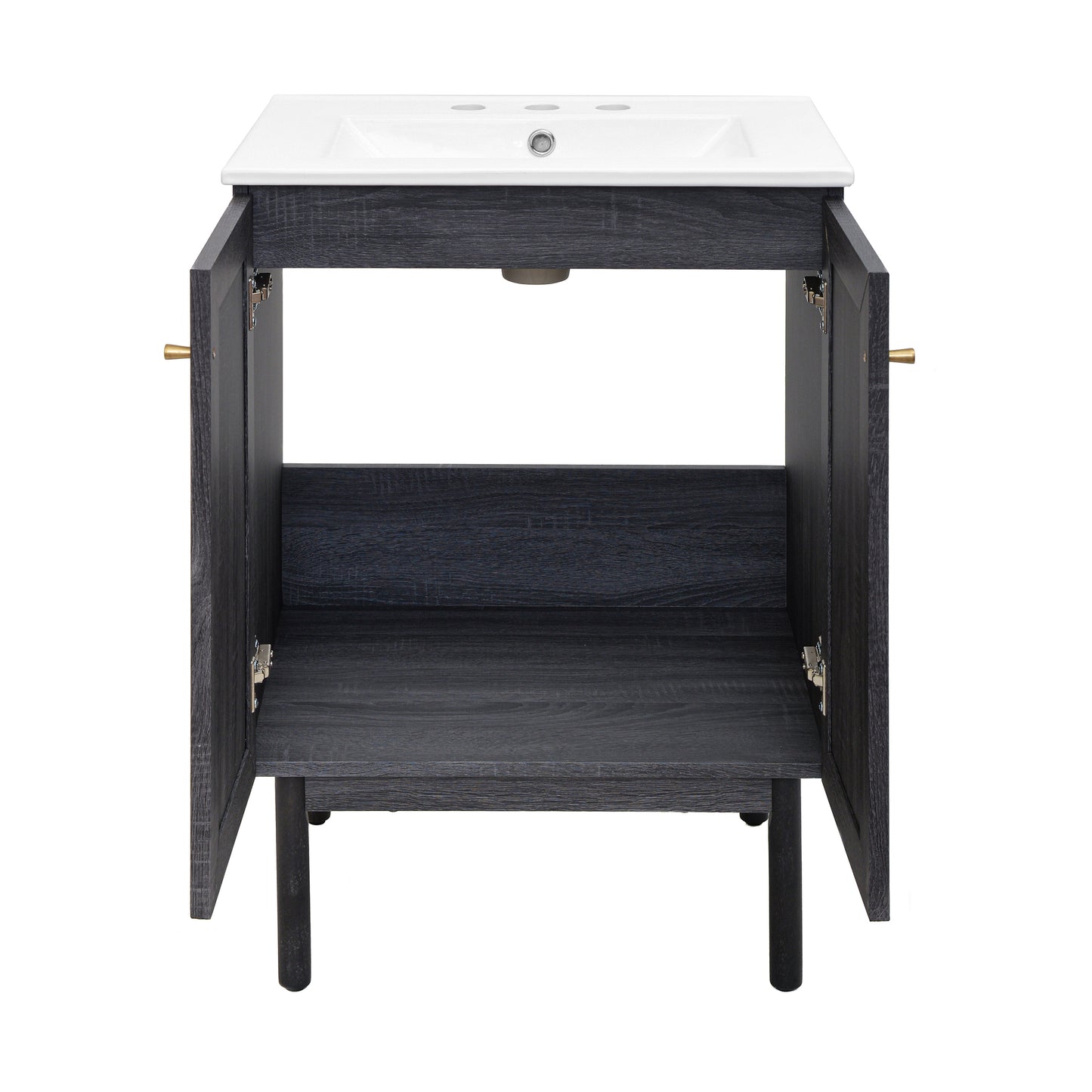 Swiss Madison, Classe 24" Freestanding Bathroom Vanity in Black Oak with 3-Hole Centerset Sink Top