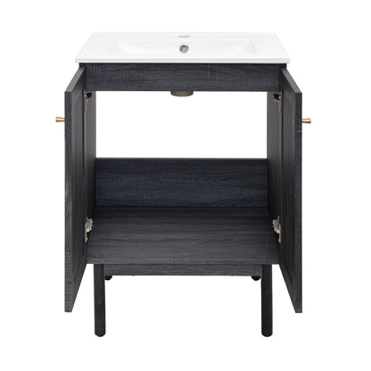 Swiss Madison, Classe 24" Freestanding Bathroom Vanity in Black Oak with Sink Top